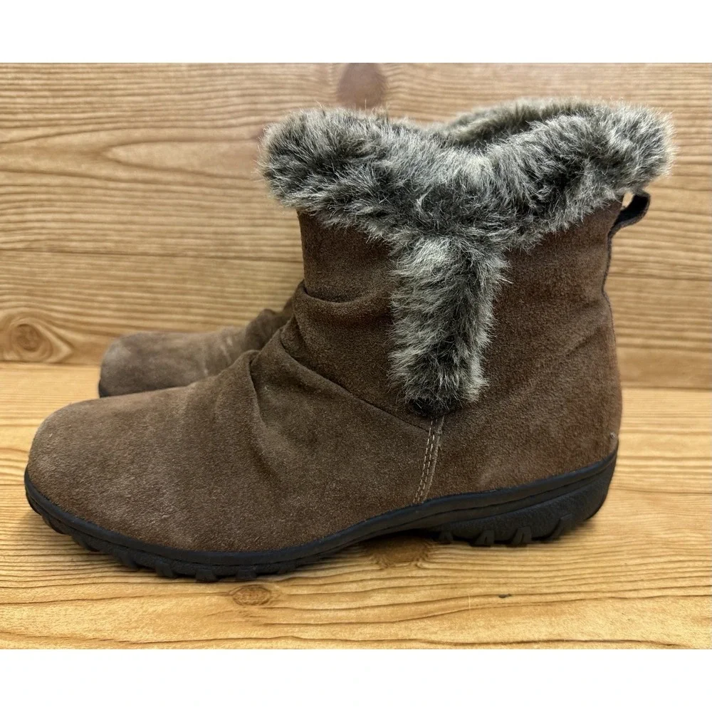 Khombu‎ Brown Faux Fur Suede Leather Lisa All Weather Snow Boots Size 8